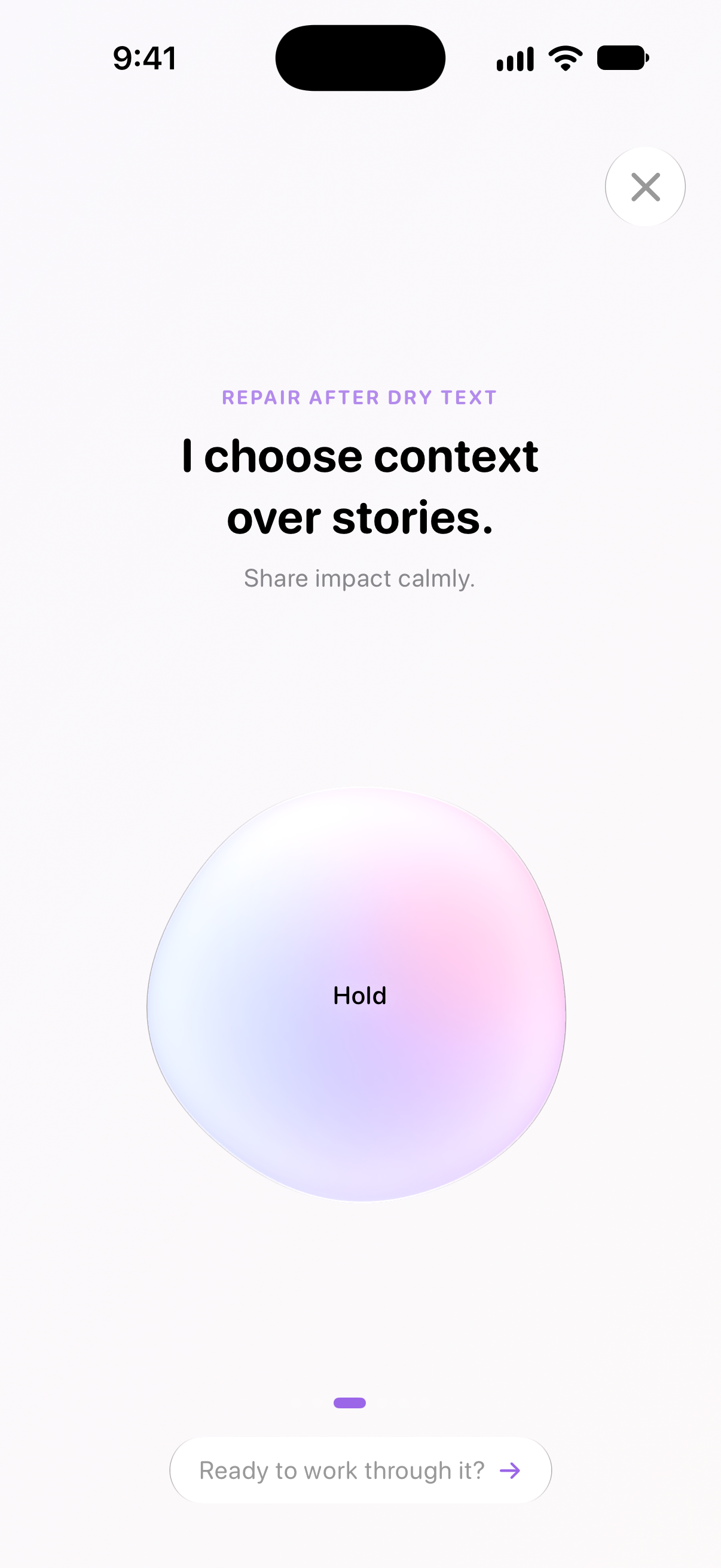 Ground Me breathing orb and emotion check-in