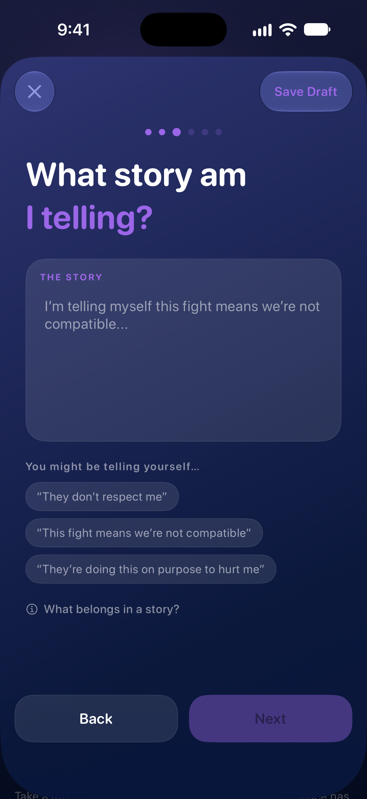 Reset flow on the story step